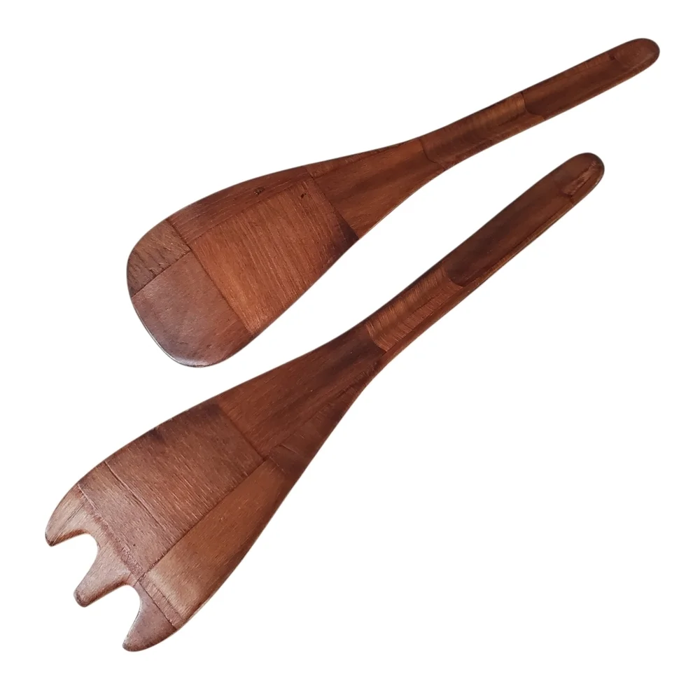 Alegacy Woven Wood Salad Fork & Spoon Server Set (10